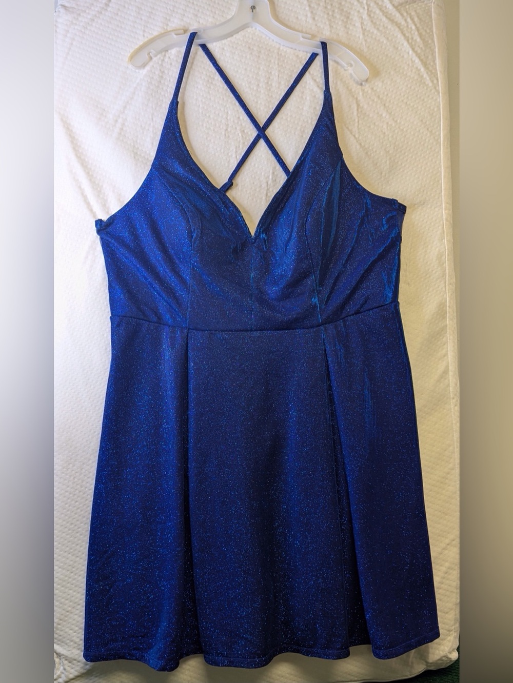 13 City Studio Royal Blue Glitter Spaghetti Strap Prom Dress